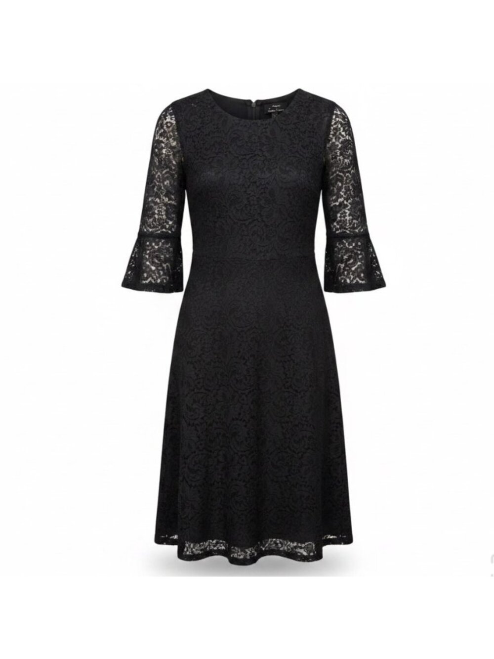 Dennis by Dennis Blanco  Women Black Lace Bell-Sleeve A-Line Dress Size 16